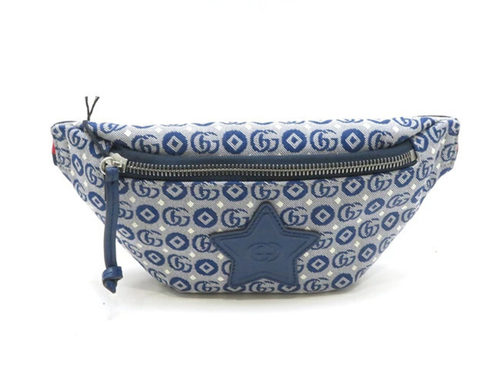 Gucci Star Waist Bag Navy Blue Canvas Leather
